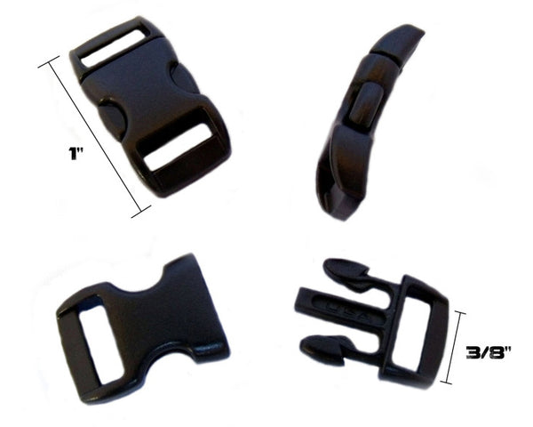 Type-III 1/4 Black Side Safety Release Buckles for Paracord Bracelets,  Necklaces, and Lanyards