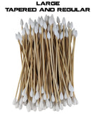 Double Sided Large Tapered and Regular Tip 6" Wood Handle Cotton Tipped Weapon Cleaning Swabs Non-Sterile