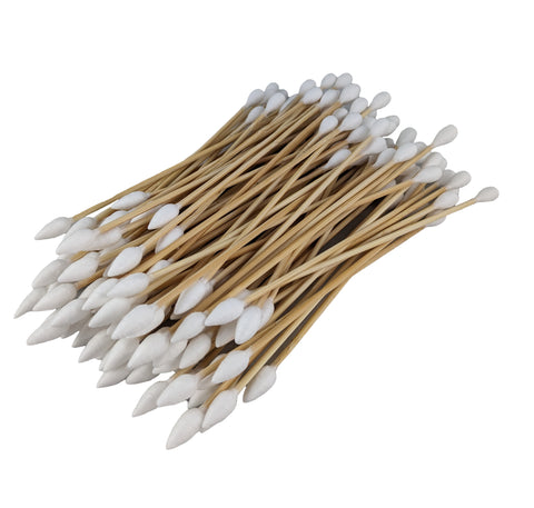 Double Sided Large Tapered and Regular Tip 6" Wood Handle Cotton Tipped Weapon Cleaning Swabs Non-Sterile