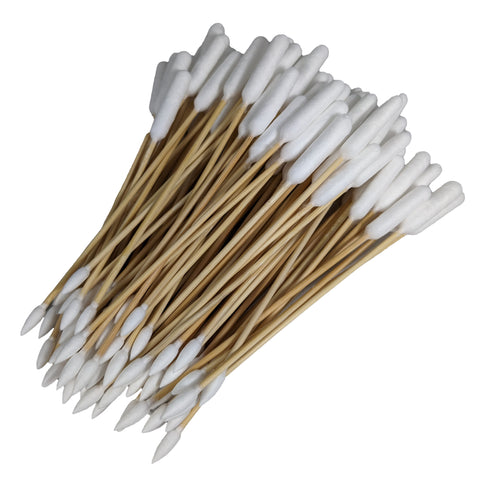 Double Sided Tapered and Cylinder Tip 6" Wood Handle Cotton Tipped Weapon Cleaning Swabs Non-Sterile
