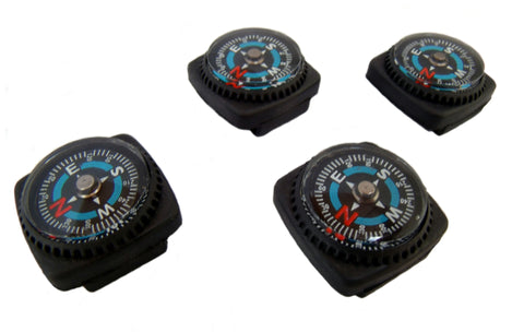 Type-III 4pc Liquid Filled Slip-on Compass Set for Watchband or Paracord Bracelets