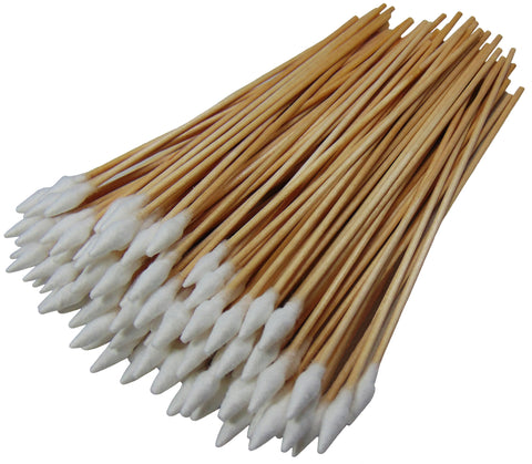 Single Sided Tapered Tip 6" Wood Handle Cotton Tipped Weapon Cleaning Swabs Non-Sterile