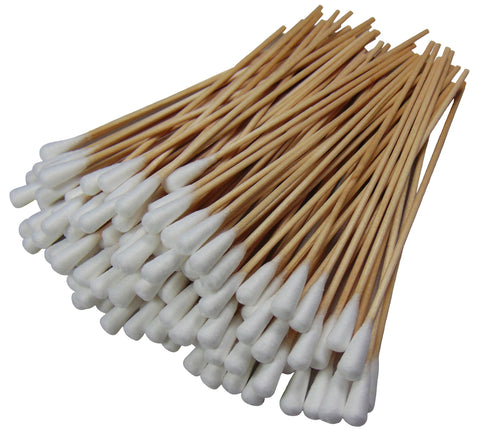 Single Sided Large Tip 6" Wood Handle Cotton Tipped Weapon Cleaning Swabs Non-Sterile