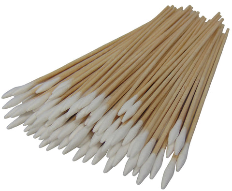 Single Sided Ultra Fine Tip 6" Wood Handle Cotton Tipped Weapon Cleaning Swabs Non-Sterile