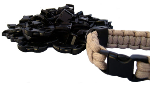 Black Paracord Bracelet with Silver Tone Logo Clasp - Black, Tissuville