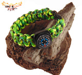 Type-III 7 Strand 550 Paracord Bracelet w/ Compass in Camo and Two-Tone Colors